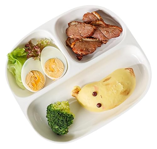DMBBSAPBSH Porzellan Mittagessen Teller, Essteller-Set, geteilte Keramikplatte mit Portionskontrolle(White) von DMBBSAPBSH