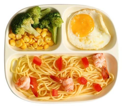 DMBBSAPBSH Porzellan Mittagessen Teller, Essteller-Set, geteilte Keramikplatte mit Portionskontrolle(Yellow) von DMBBSAPBSH