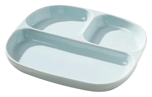 DMBBSAPBSH Porzellan Mittagessen Teller, Essteller for Gemüse/Obst/Nudeln, 3-geteiltes Tablett(Blue) von DMBBSAPBSH