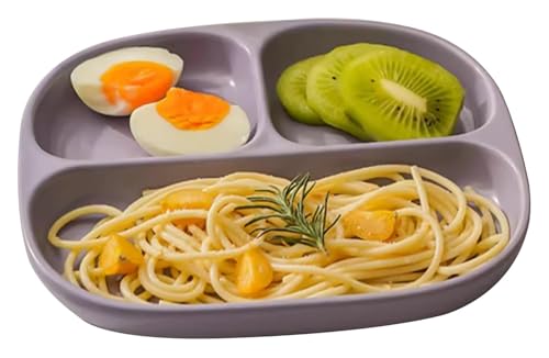 DMBBSAPBSH Porzellan Mittagessen Teller, Essteller for Gemüse/Obst/Nudeln, 3-geteiltes Tablett(Purple) von DMBBSAPBSH