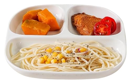 DMBBSAPBSH Porzellan Mittagessen Teller, Essteller for Gemüse/Obst/Nudeln, 3-geteiltes Tablett(White) von DMBBSAPBSH