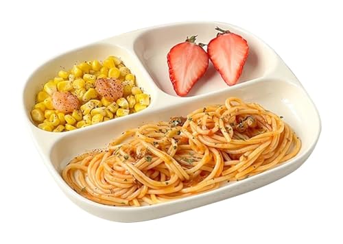 DMBBSAPBSH Porzellan Mittagessen Teller, Essteller for Getreide/Gemüse/Obst, unterteiltes Tablett(Yellow) von DMBBSAPBSH
