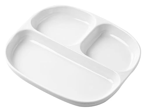 DMBBSAPBSH Porzellan Mittagessen Teller, Keramik-Essteller for Obst/Salat, unterteilte Platte mit 3 Fächern(White) von DMBBSAPBSH