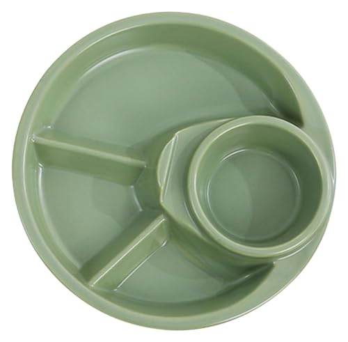 DMBBSAPBSH Porzellan Mittagessen Teller, Porzellan-Essteller-Set, runde, unterteilte Platte mit 4 Fächern(Green) von DMBBSAPBSH