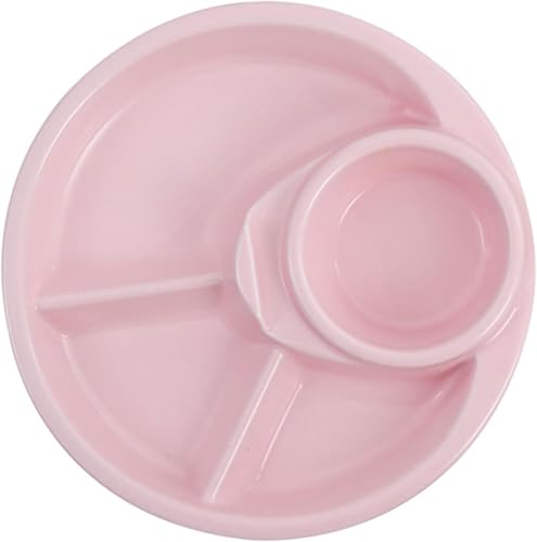 DMBBSAPBSH Porzellan Mittagessen Teller, Porzellan-Essteller-Set, runde, unterteilte Platte mit 4 Fächern(Pink) von DMBBSAPBSH