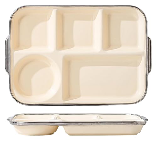 DMBBSAPBSH Porzellan Mittagessen Teller, Speiseteller Porzellan 5-Fach Unterteilte Platte(Yellow) von DMBBSAPBSH