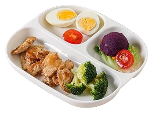DMBBSAPBSH Porzellan Mittagessen Teller, Speiseteller mit Fächern, Keramikplatte for Gemüse/Obst, unterteilte Schlankheitsschale(White) von DMBBSAPBSH