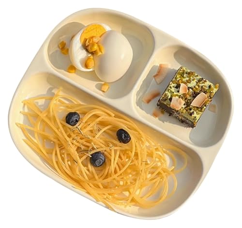 DMBBSAPBSH Porzellan Mittagessen Teller, Speiseteller mit Fächern, Keramikplatte for Gemüse/Obst, unterteilte Schlankheitsschale(Yellow) von DMBBSAPBSH