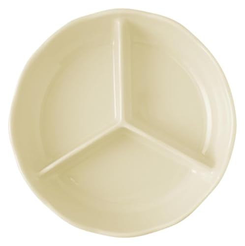 DMBBSAPBSH Porzellan Mittagessen Teller, Unterteilte Schlankheitsschale for einfache Portionskontrolle, Desserttablett aus Porzellan(Beige) von DMBBSAPBSH