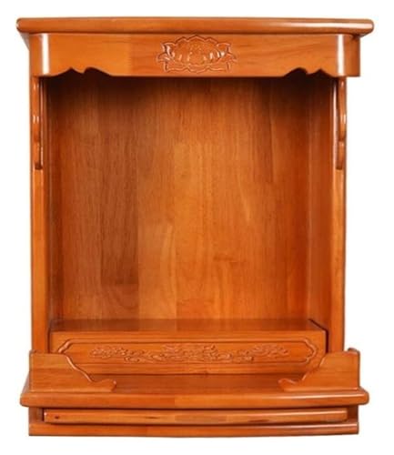 DMBBSAPBSH Schrein Altar, Buddha-Altar Regal, Buddhistischer Altarstatuen-Standtisch-Aufbewahrungsschränke Hölzerner Buddha-Hängeschrank Wandmontierter Hausaltarschrank(Yellow) von DMBBSAPBSH