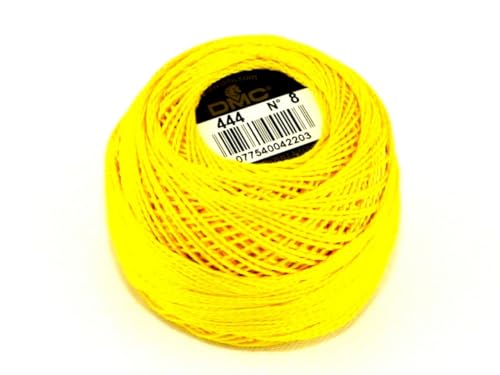 DMC Baumwolle Perle Gewinde Größe 8 444 – Pro 10 Gramm Ball von Belvina
