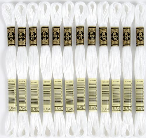 DMC Fadenstickerei, Baumwolle, 6 Stränge, 8,6 m, Weiß, 117 Stück von DMC