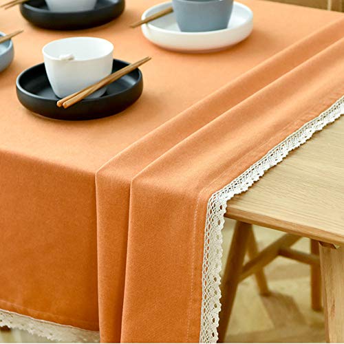 DMCE Baumwoll-leinen Faltenfrei Einfach Nordic Tischdecke,Essentials Waschbare Dekorative Tischtuch,Für Esszimmer Küche Orange 90x90cm(35x35inch) von DMCE