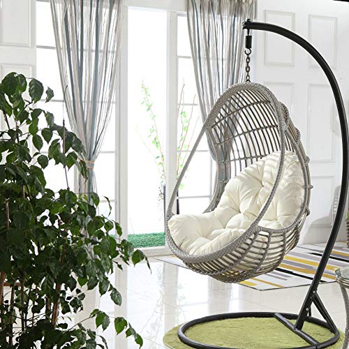 Hängen Nest Waschbare Egg Stuhl Kissen,Wasserdicht Dick Bequemes Swing Chair Kissen,Für Hängender Korbsitz Weiß 90x120cm(35x47inch) von DMCE