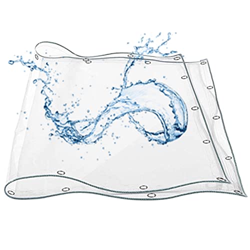 DMCHENGMA 2 x 5 m/2,2 x 4 m/2,4 x 3 m Glasklare Plane, strapazierfähige Planen mit verstärkten Ösen, Dicke wasserdichte transparente PVC-Planen, Abdeckplane für Camping im Freien(2x2.5m) von DMCHENGMA