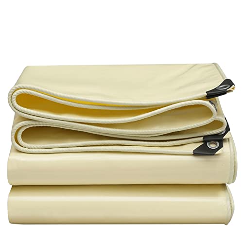 DMCHENGMA Abdeckplane 2mx2m/2mx3m/2mx4m 500g/㎡ Beige Allzweckplanen wasserdichte, strapazierfähige, reißfeste Planenabdeckung - Unterstützung nach Maß(2x2m) von DMCHENGMA