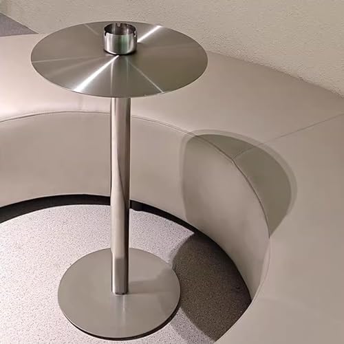 DMCHENGMA Runder Esstisch mit Edelstahlplatte und stabilem Fuß, moderner Kleiner Couchtisch für Küche, Bar und Terrasse, Silber(Size:40x40x105cm) von DMCHENGMA