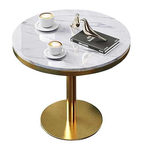 DMCHENGMA Tisch-Cocktailtisch mit Marmorplatte, Bartisch-Bistrotisch mit goldenem Metallsockel, Kleiner moderner Akzent-Nachttisch, hochwertige Beistelltische (Size : 55x75cm) von DMCHENGMA