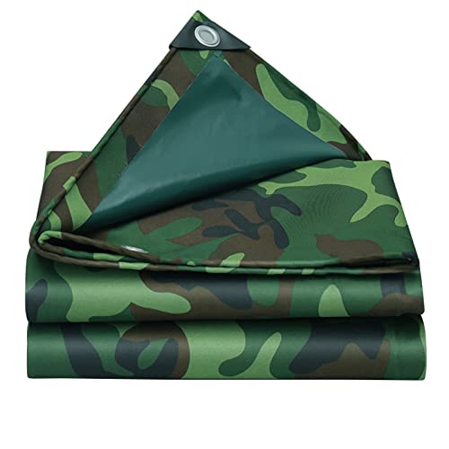 wasserdichte Plane, strapazierfähiges Camouflage-Oxford-Tuch mit Ösen, Premium-Qualitäts-Abdeckplane für Outdoor-Camping-Blatt (0,4 mm/450 g/m²) (Size : 6x8m) von DMCHENGMA