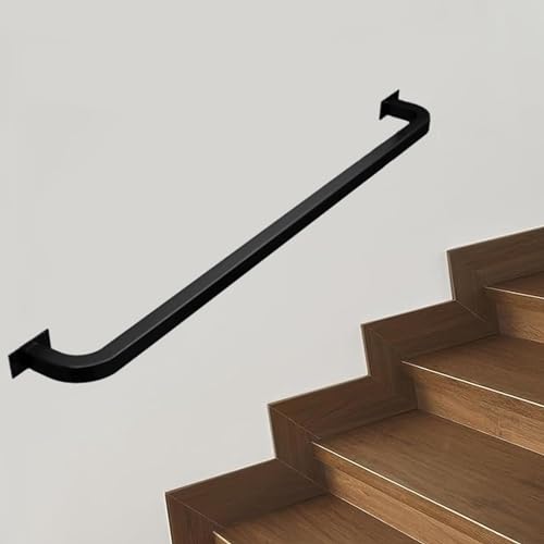 Handlauf Schwarz für Treppen Innen Außen 30 cm - 600 cm Handlauf – Komplettset, für drinnen und draußen, Eisen-Vierkantrohr, Treppen, Treppengeländer, Geländer, Stützstange – Schwarz ( Size : 30cm ) von DMCHENGMA