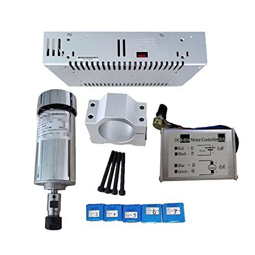 0,5 kW luftgekühlte Spindel Er11 Chuck CNC 200w300w400w500w. Spindelmotor / 52mm Klammern/Stromversorgung/Geschwindigkeitsregler for DIY CNC. Für Gravieren/Fräsen(400w package 3) von DMETE