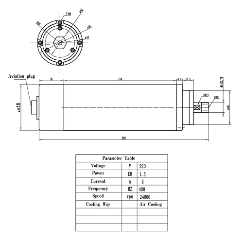 1 5KW 2.2KW 220. Luftgekühlter Spindelmotor mit 4 Lagern ER11 ER20. Spannzange for CNC Routerstecher Frequenzumrichter Für Gravieren/Fräsen(1.5KW) von DMETE