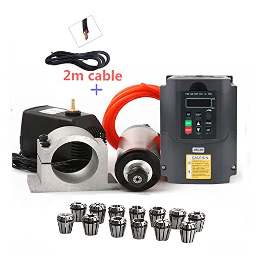 2.2KW Spindelwasserkühlkit Er20. Fräsen Spindelmotor +2. 2kw vfd + 80 Klammer + Wasserpumpe + 13pcs ER20 + 1M Kabel for CNC Router Für Gravieren/Fräsen(Package 2) von DMETE