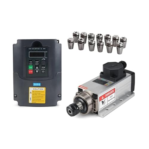2.2kw 2200W luftgekühlte quadratische Spindelmotor Kit Spindel + 2.2kw 220V Inverter + Er20. Spannzangen-Luftspindelmotor-Gravur-Fräsen Für Gravieren/Fräsen(Set 1) von DMETE