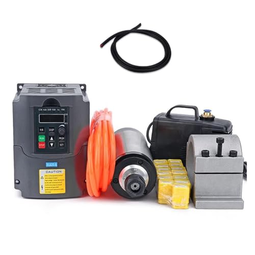 2.2kw Spindelwassergekühltes Kit, Er20-Frässpindelmotor +2. 2KW VFD + 80 Klammer + Wasserpumpe + 13pcs ER20 + 1M Kabel for CNC Für Gravieren/Fräsen(Silver,110) von DMETE
