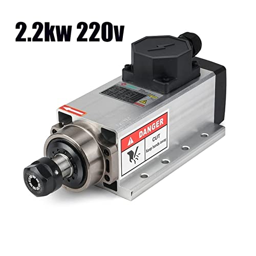2.2kw luftgekühlter quadratischer Spindelmotor 220 24000 rpm Er20. Runout-aus 0,01 mm Keramiklagerspindel for CNC Mahlen Für Gravieren/Fräsen(Brown) von DMETE