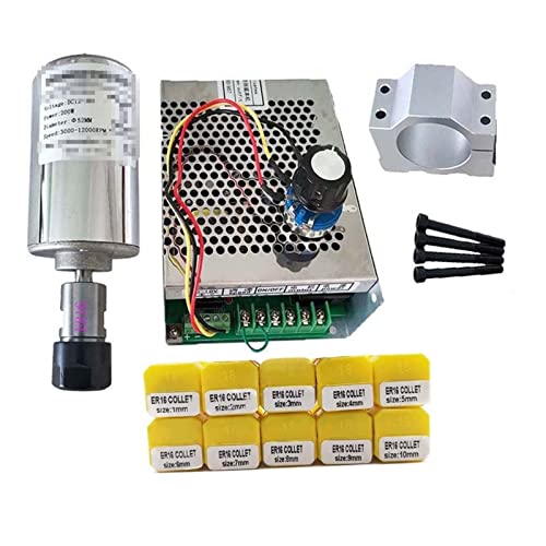 200W Gravur machinespindle Motorluftkühlung CNC 0,2 kW Spindel-Gleichstrommotor CNC Graviermaschine ER11 3,175 mm Spannzangen ER16-8MM Für Gravieren/Fräsen(Package3) von DMETE