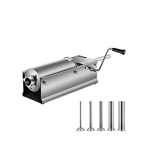 3L 5L 7L 7.8L Manueller Wurstfüller mit 5 Düsen Edelstahlfüllmaschine for Hot Dog Bratwurst Baustoffe(7.8L 17.3LBS) von DMETE