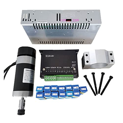 48V 50. 0W ER11. Bürstenlose Spindel + 5 7MM Klemme mit Schrauben + 48V bürstenloser Motortreiber + 4 8VDC 10.5A. Energieversorgung Für Gravieren/Fräsen(Package8) von DMETE