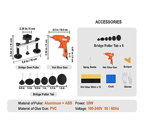 52/46/25/6 PCS Dellenentfernungsset Ausbeulreparaturset ohne Ausbeulung mit Gleithammer for die automatische Dellenentfernung bei kleineren Dellen an der Tür Heimwerkerbedarf(25 Pcs) von DMETE