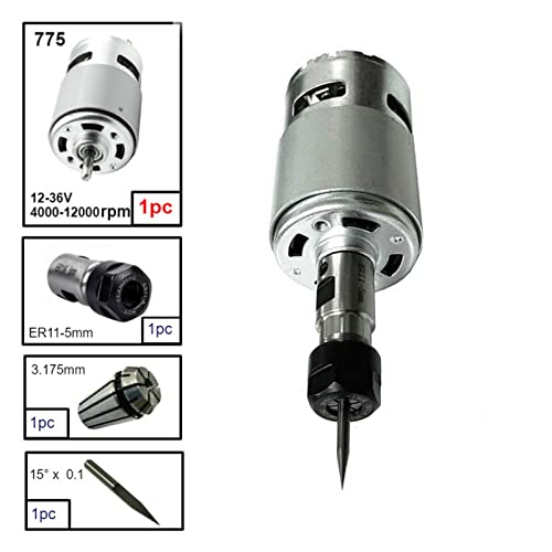775. DC Motor, 12-36V Kugellager Spindelmotor W / ER11. Verlängerungsstange schnitzt Messer for CNC Router-Maschine 1610 2417 3018 Für Gravieren/Fräsen(Option 1) von DMETE