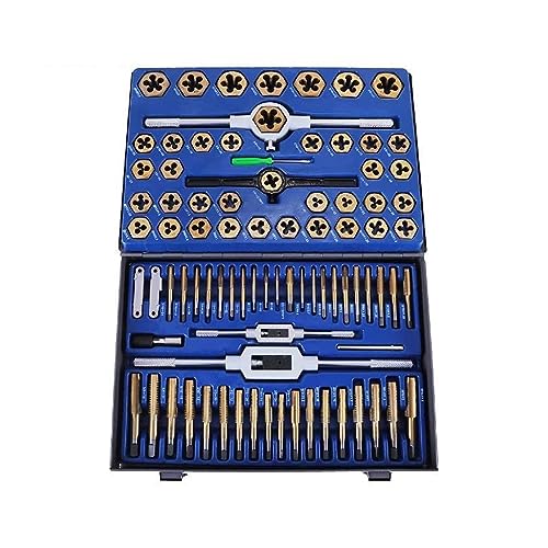 86-teiliges Gewindebohrer-Set, Bohrer-Gewindebohrer-Set, metrisches Handgewinde-Schraubenschlüssel-Werkzeug, Wolframstahl, langlebig, verstellbar, mit Aufbewahrungskoffer Heimwerkerbedarf von DMETE