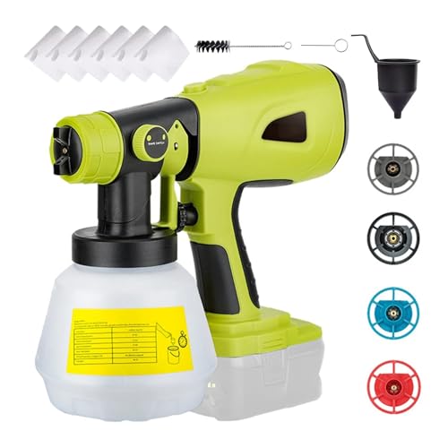 Akku-Farbspritzgerät, Akku-Farbspritzgerät, Einstellbarer leistungsstarker Motor, elektrische Farbspritzpistole mit Düse, Hand-Farbspritzpistole DIY-Malerei(Green) von DMETE