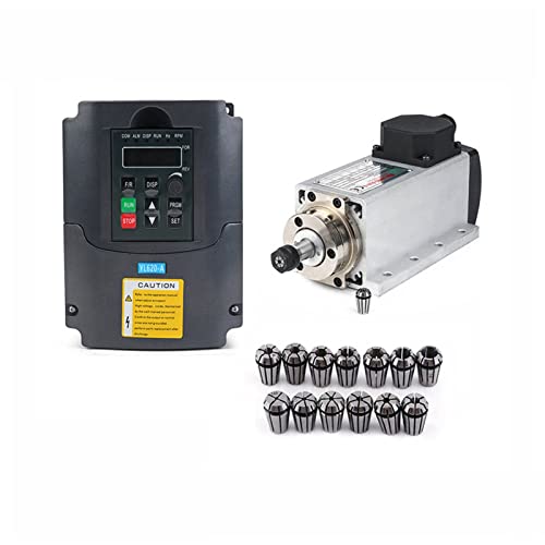 CNC 1.5KW / 2.2W 110/220 Luftgekühlte Spindelkit, quadratischer Luftkühlungsspindelmotor + VFD. Inverter + 13pcs / set ER11 / ER20. Für Gravieren/Fräsen(2.2KW 220 ER20) von DMETE