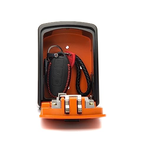 DMETE Große Kombinationsschlüssel-Aufbewahrungsbox, Outdoor-Schlüsseltresor zur Wandmontage, tragbare Schlüsselaufbewahrungsbox for den Innen- und Außenbereich Wohnungsmakler Ersatz(Orange) von DMETE