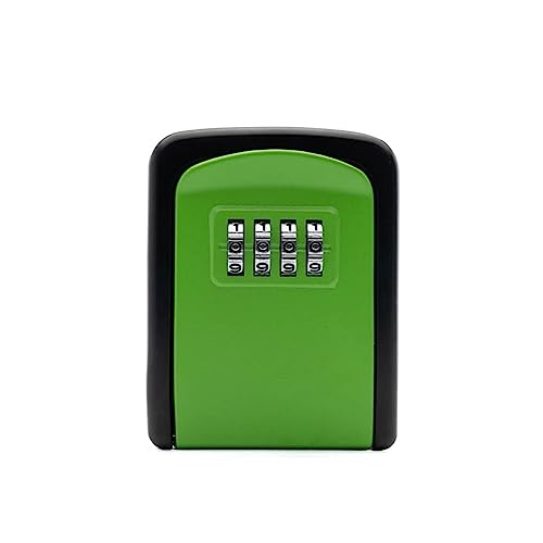 DMETE Schlüsselkasten, wandmontierter Edelstahl-Schlüsseltresor, wetterfest, 4-Kombinationsschlüssel-Aufbewahrungskasten for den Innen- und Außenbereich Wohnungsmakler Ersatz(Green) von DMETE