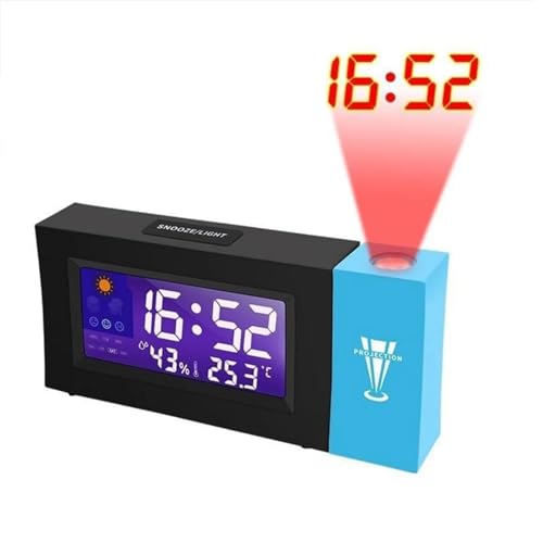 DMETE Sprachprojektionswecker, LED-Digital-Smart-Projektor, Schlummerwecker, elektronische Wettervorhersage, Aufwachen, Desktop-Uhren Großer Bildschirm von DMETE