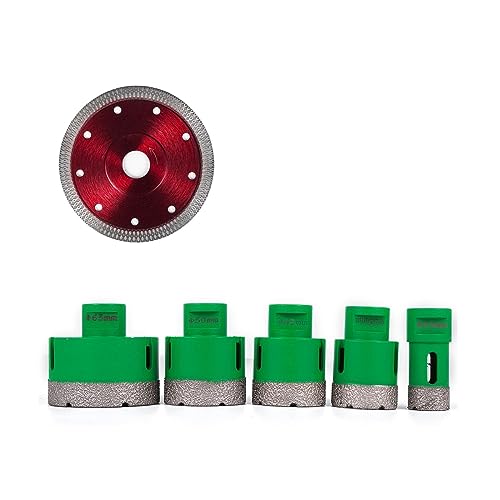 Diamant-Bohrkrone, M14-Gewinde, Keramikfliesen-Lochsägen-Bohrer-Set mit Koffer for Bohren auf Granit, Marmor, Porzellan Heimwerkerbedarf(5 Bits-1 Blade) von DMETE