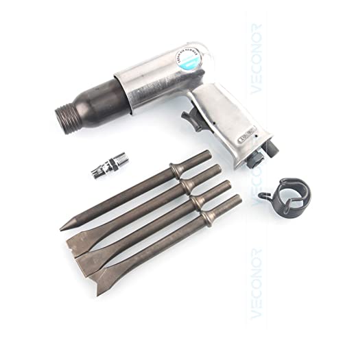 Druckluftwerkzeuge, 190mm Air Hammer Pneumatische Waffe Werkzeug Set Hochleistungsstoßabsorption mit 4 stücke Meißel Ergonomisch Griff von DMETE
