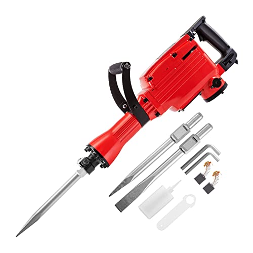 Druckluftwerkzeuge, Abbruch-Jack-Hammer 3800W Multifunktionaler Bohrhammer mit Kastenbeton, bahnbrechendem Elektrohammer-Werkzeug, Schlagbohrmaschine for Graben, Hacken, Brechen von Löchern(2 Chisels) von DMETE