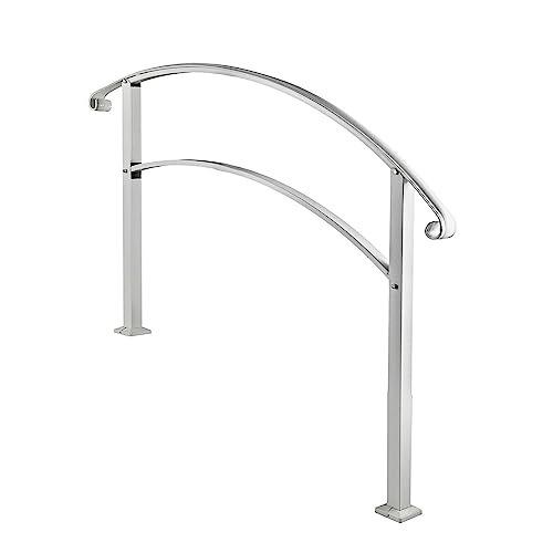 Handlauf aus Schmiedeeisen, passend for 1 oder 5 Stufen, mit Installationssatz, Handläufe for Außenstufen, Übergangshandlauf, Treppengeländer Für den täglichen Gebrauch zu Hause(White 3Ft) von DMETE
