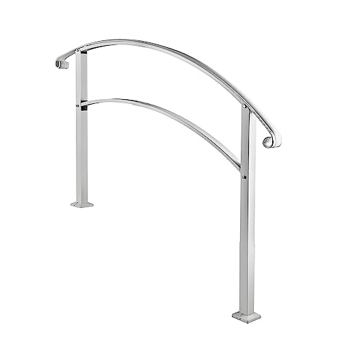 Handlauf aus Schmiedeeisen, passend for 1 oder 5 Stufen, mit Installationssatz, Handläufe for Außenstufen, Übergangshandlauf, Treppengeländer Für den täglichen Gebrauch zu Hause(White 4Ft) von DMETE