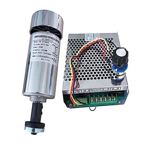 Luft gekühlt 0,3 kW. CNC Spindlemotor Winkelschleifkit Chuck 300W Spindelmotor/Stromversorgung Government Gouverneur for Gravieren Für Gravieren/Fräsen(Package 4) von DMETE