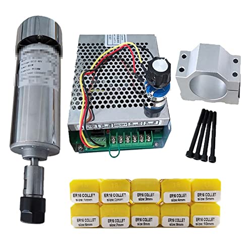 Luft gekühlt 0,4 kW. CNC Spindlemotor Kit Er16 Chuck 400W Spindelmotor/Netzteil Government Gouverneur for Gravur Für Gravieren/Fräsen(Package 3 ER16) von DMETE