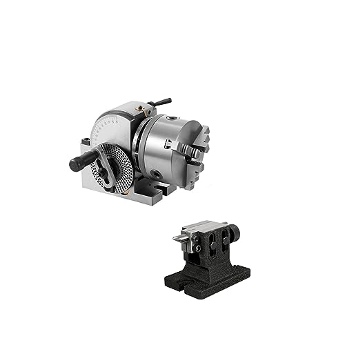 Teilkopf Präzisions-Halbuniversal BS0 BS1 4" 5" 6" Indexierkopf mit Reitstock und Spannfutter for Bohren, Fräsen, Schleifen Heimwerkerbedarf(With 6In 3-Jaw Chuck) von DMETE