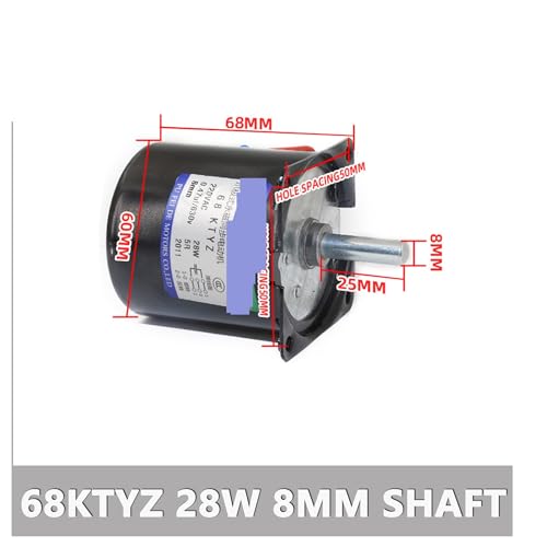 Untersetzungsgetriebe, 8mm Zentral-/Exzenterwelle 220 28W 68KTYZ Stufenloser magnetischer Timing AC-triebemotor schwindigkeitstriebe 1 U/min-110 U/min D-Typ(E.8-10rpm) von DMETE